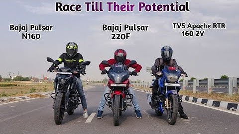 Bajaj Pulsar 220F Vs TVS Apache RTR 180 Vs Pulsar N160 || Drag Race