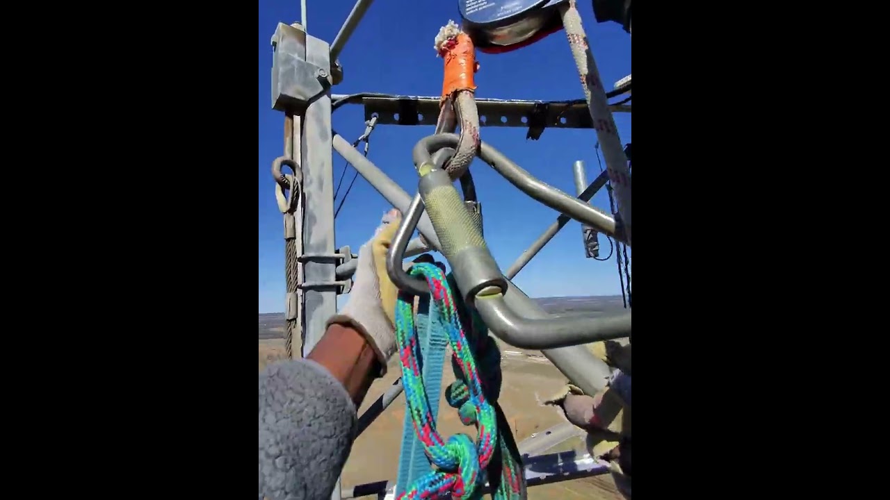 Removing old radios and antenna on a wireless internet site. 