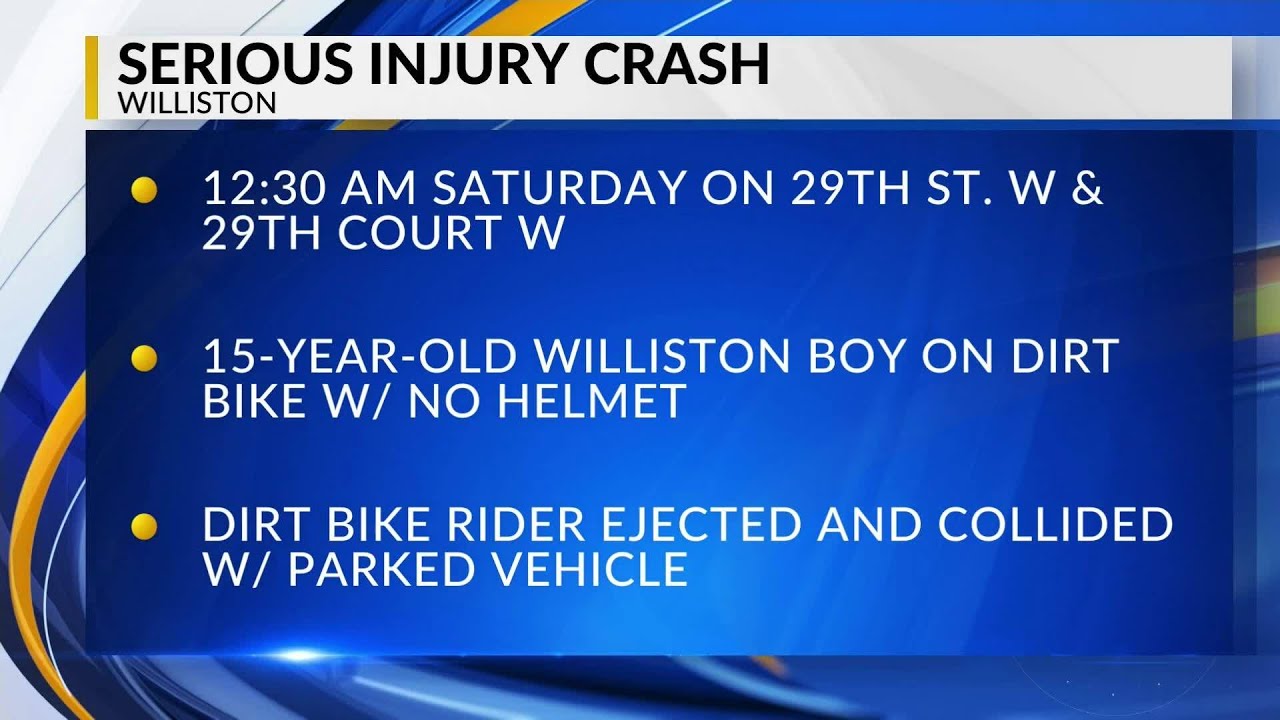 Williston teen seriously injured in dirt bike crash - YouTube