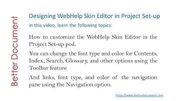 Customizing Skin for WebHelp in Project Set-up in RoboHelp 11 | Technical Writing Course