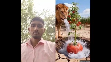 The lion saved the tomato plant from drying up by watering it 😭#ai #tree #save #water