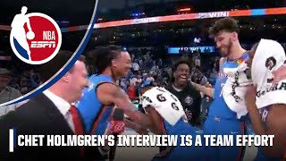 Chet Holmgren's postgame interview was a TEAM EFFORT 😅 | NBA on ESPN