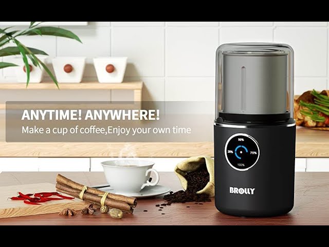 Brolly CG01 Cordless Coffee Grinder Electric-2.5oz/12 Cups - Grey  (IL/RT6-196