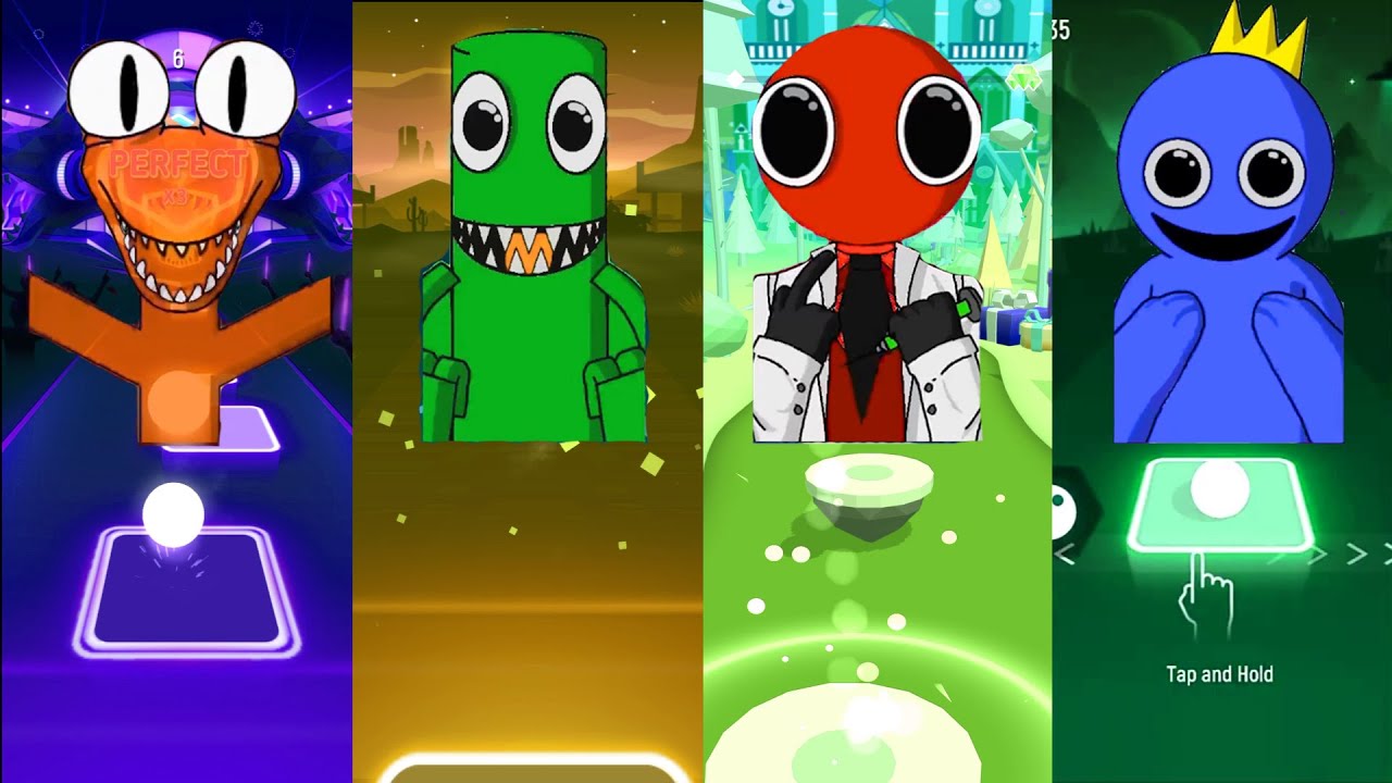Rainbow Friends: Blue(Dance Monkey) x Green(Enemy) x Orange(Believer) x  Red(Monster) by Bemax 