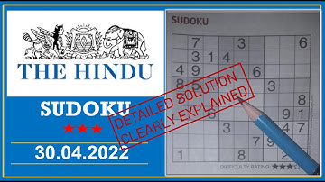 How to Solve 3 Star Hindu  Sudoku Apr 30, 2022 -  Step By Step Solution