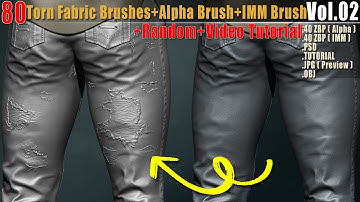 Brush: 80 Torn Fabric Brushes + Alpha Brush + IMM Brush +Video Tutorial Vol02 || Intro