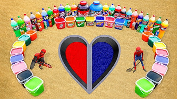 How to make Divided Heart with Cement & Orbeez, Balloons of Fanta, Mtn Dew, Coca Cola vs Mentos