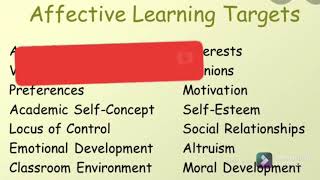 Affective Domains (Characteristics, Traits and Targets)