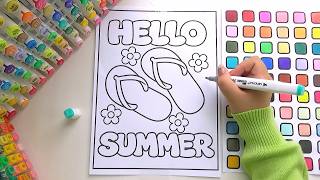 ASMR Coloring: Hello Summer ☀️ | Satisfying Marker Sounds