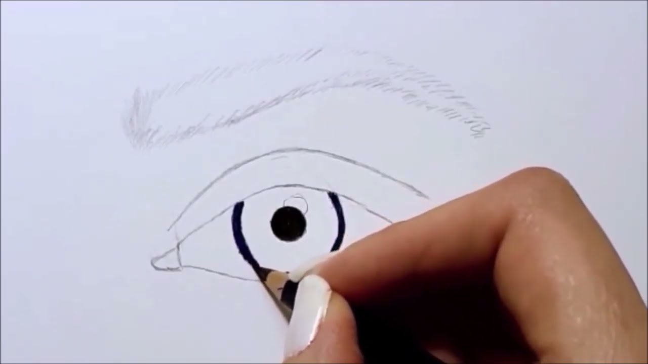 How to Draw an Eye with Colored Pencils - Step 2: Coloring the Darkest Parts