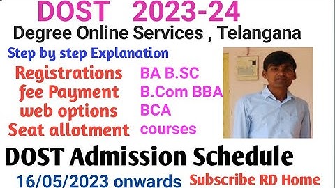 TS DOST 2023 Degree first year  online admissions Registration BA BSc BCom Admission schedule out