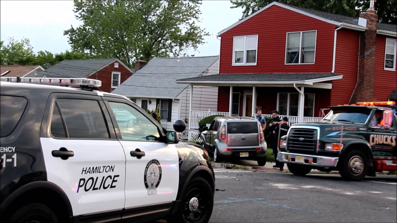 Two vehicles crash at intersection Hamilton NJ YouTube