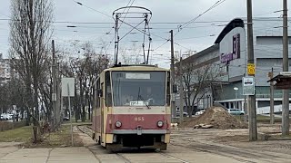 Поїздка на трамваї Tatra T6B5SU (Т3М), бортовий номер 055, повний маршрут 22а