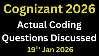 Cognizant Technical Assessment Coding Questions 2026 Batch | Cognizant Technical Assessment PYQs