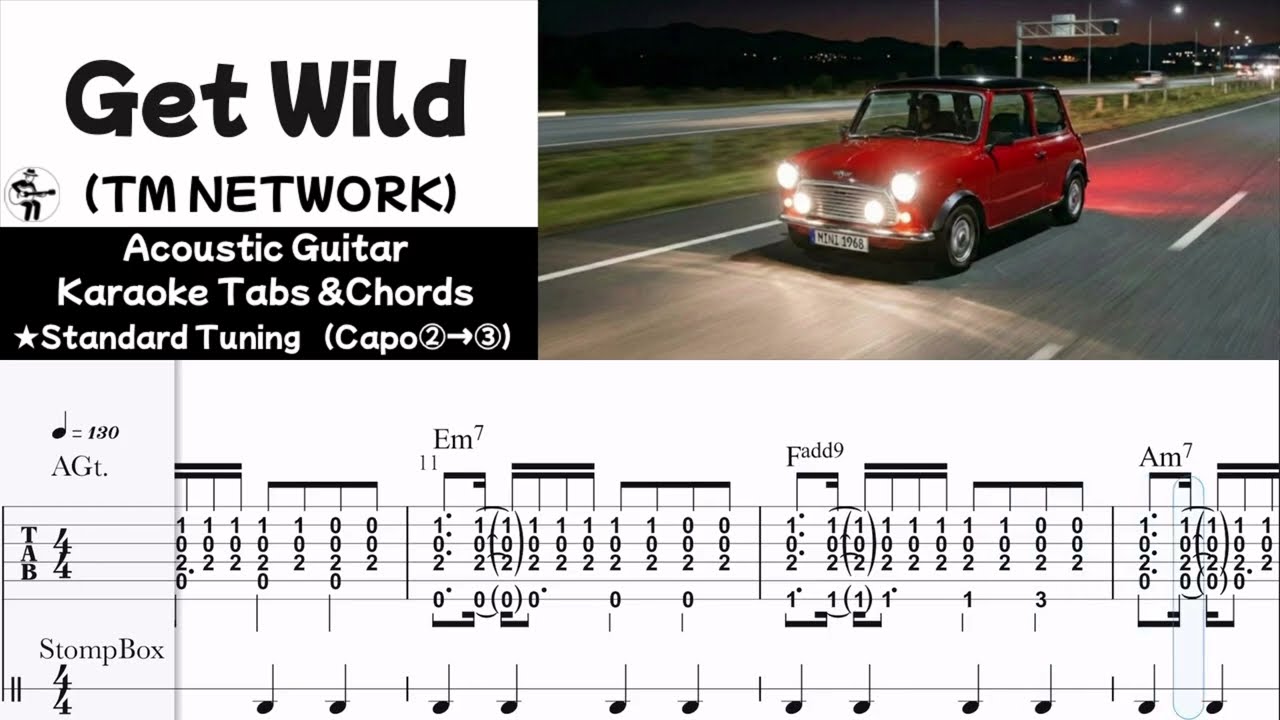 【Get Wild（City Hunter）/TM NETWORK 】Acoustic guitar cover with TABs & Chords（イントロ・伴奏TAB ・弾き語りコード譜）
