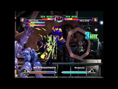 MvC2 (XBL): Romneto - Psylocke *Rare* Double Reverse Hitbox X-Boost 2x Psy Shot 3 hit Combo 12.2.22