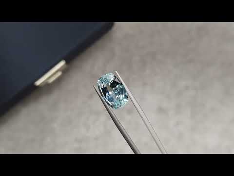 Cushion cut aquamarine 6.27 carats Video  № 1