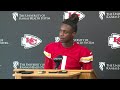 Chiefs rookie Xavier Worthy talks at rookie minicamp in Kansas City