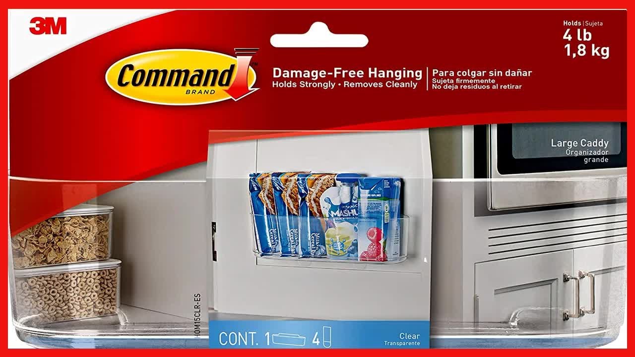 Command Large Caddy, Clear, with 4 Clear Indoor Strips, Organize Damage Free