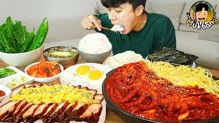 ASMR MUKBANG | fire noodles, spicy seafood, korean home meal recipe ! eating