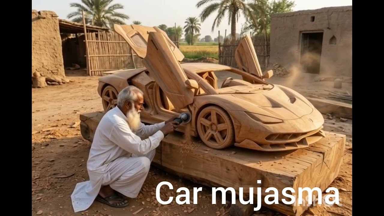 Hard work has no age 🙏❤️ Wooden Lamborghini 