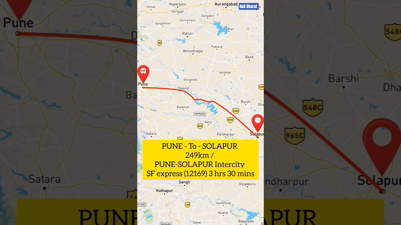 12169 Pune Solapur intercity sf express train route  