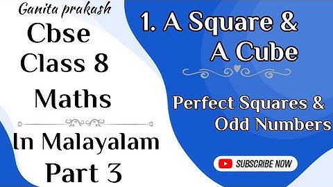 Perfect Squares & Odd Numbers Cbse Class 8 Maths Chapter 1 In Malayalam 