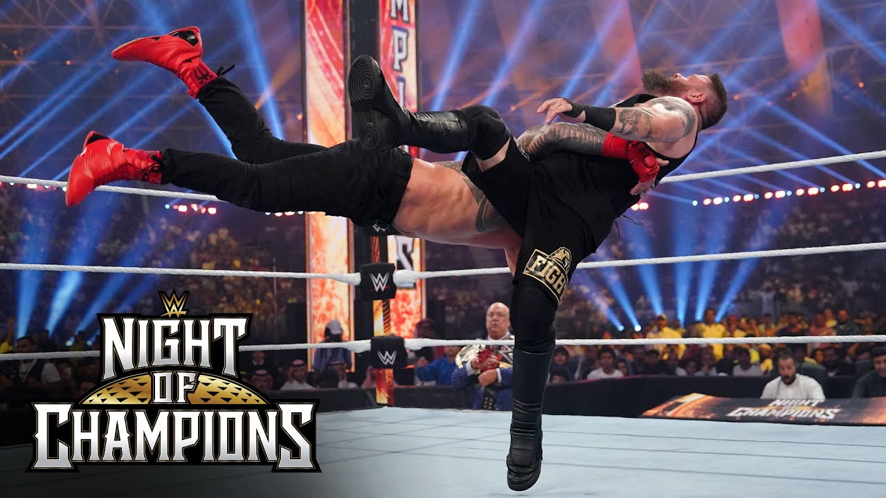 Roman Reigns answers Kevin Owens Stunner with a Spear WWE Night of Champions Highlights
