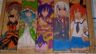 Drawing Kurumi/Yoshino/Tohka/Orgami/Kotori From Date A live