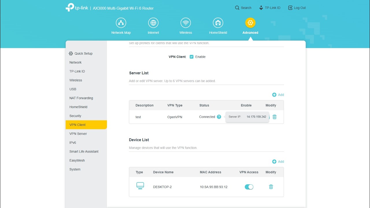 Set up OpenVPN client on TP-Link Wi-Fi 6 router