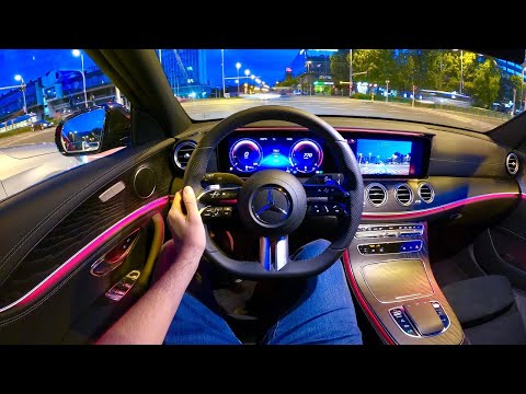 New Mercedes E-CLASS 2021 (Facelift) - evening POV test drive (impressive ambient lights) AMG Line
