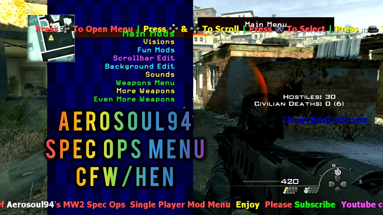 MW2 | 1.14 | Aerosoul94 | SpecOps/Campaign | Patch Mod Menu | (CFW/HEN) [+Download]