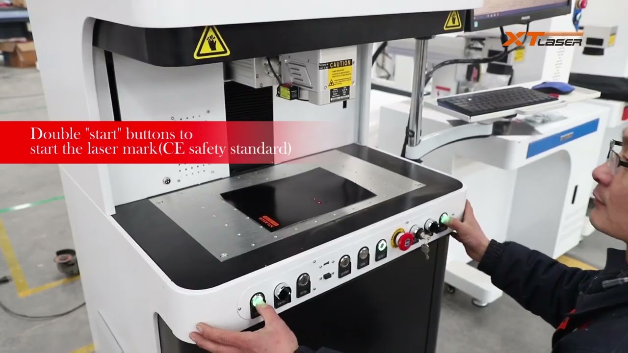Enclosed laser marking machine with auto focus and camera positioning function