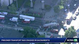 Here's a view from LiveCopter 3 after a prisoner transport bus crashed in Sacramento