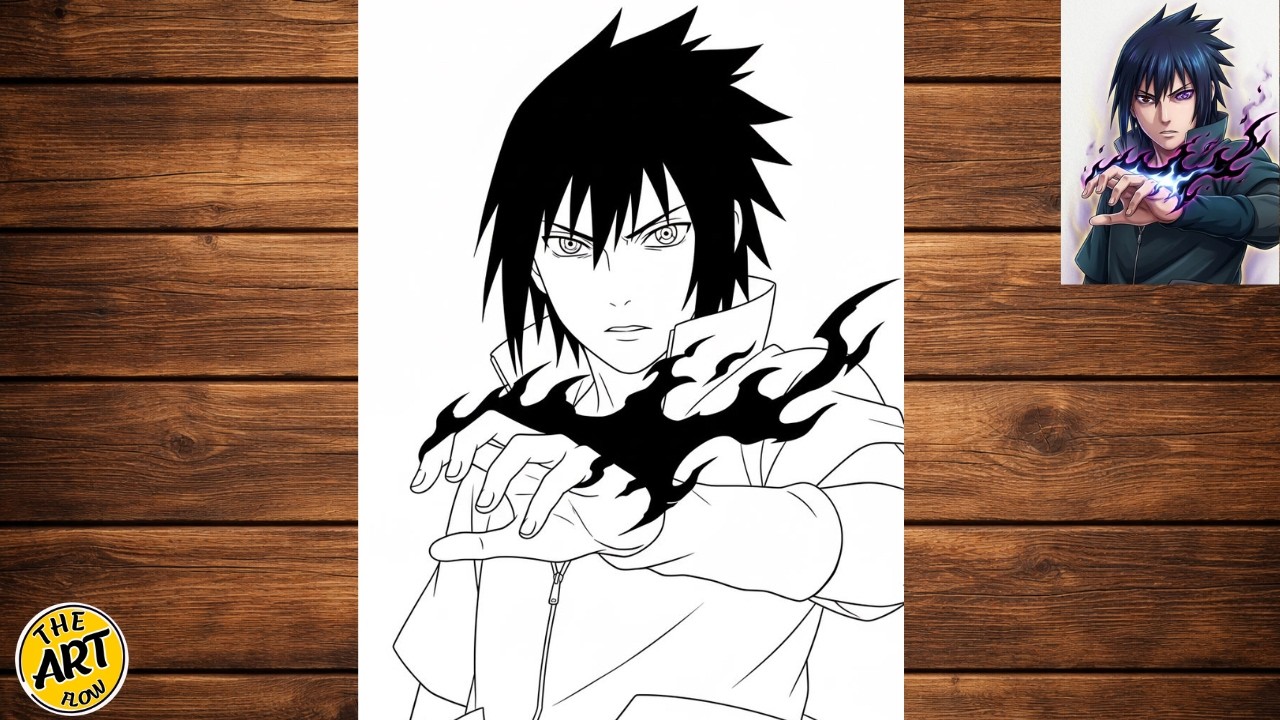 How to Draw Sasuke Uchiha Step by Step 🔥 Easy Anime Drawing Tutorial ...