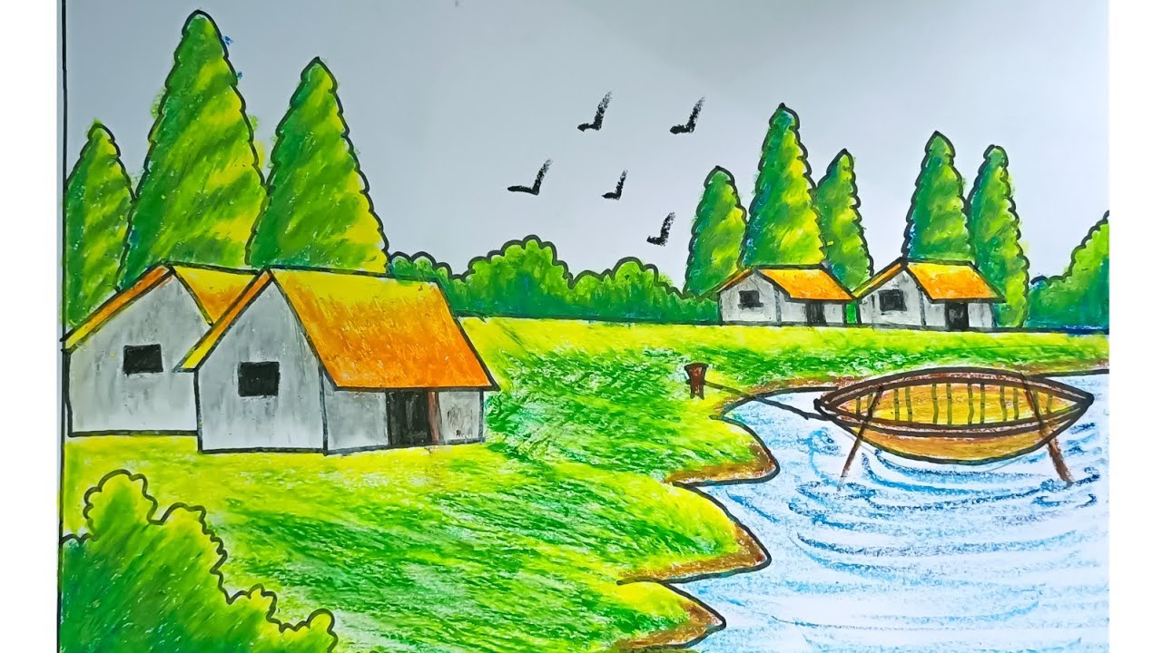 Landscape drawing easy beautiful draw step by step landscape 