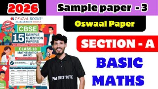 Oswaal Sample Paper 3 Solution Class 10 Basic maths // Section A  // CBSE 2026 One shot