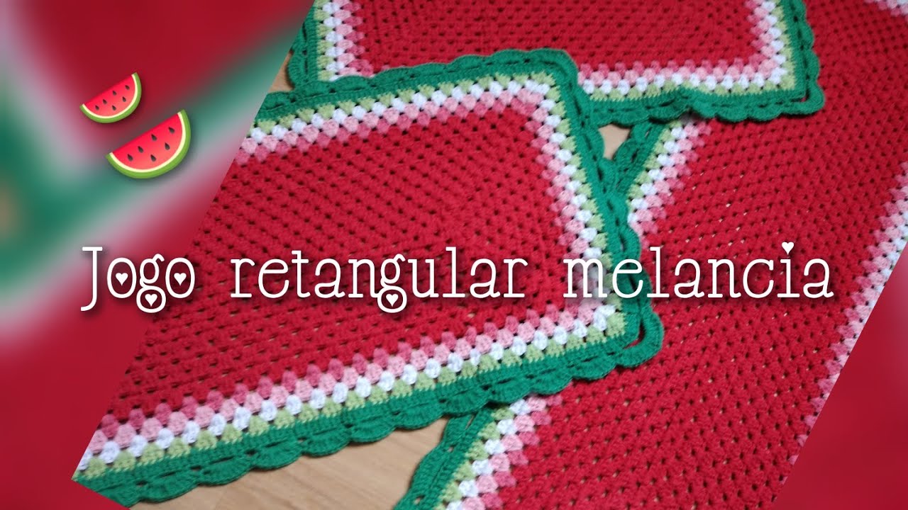 Jogo de cozinha melancia retangular 🍉 passo a passo crochê