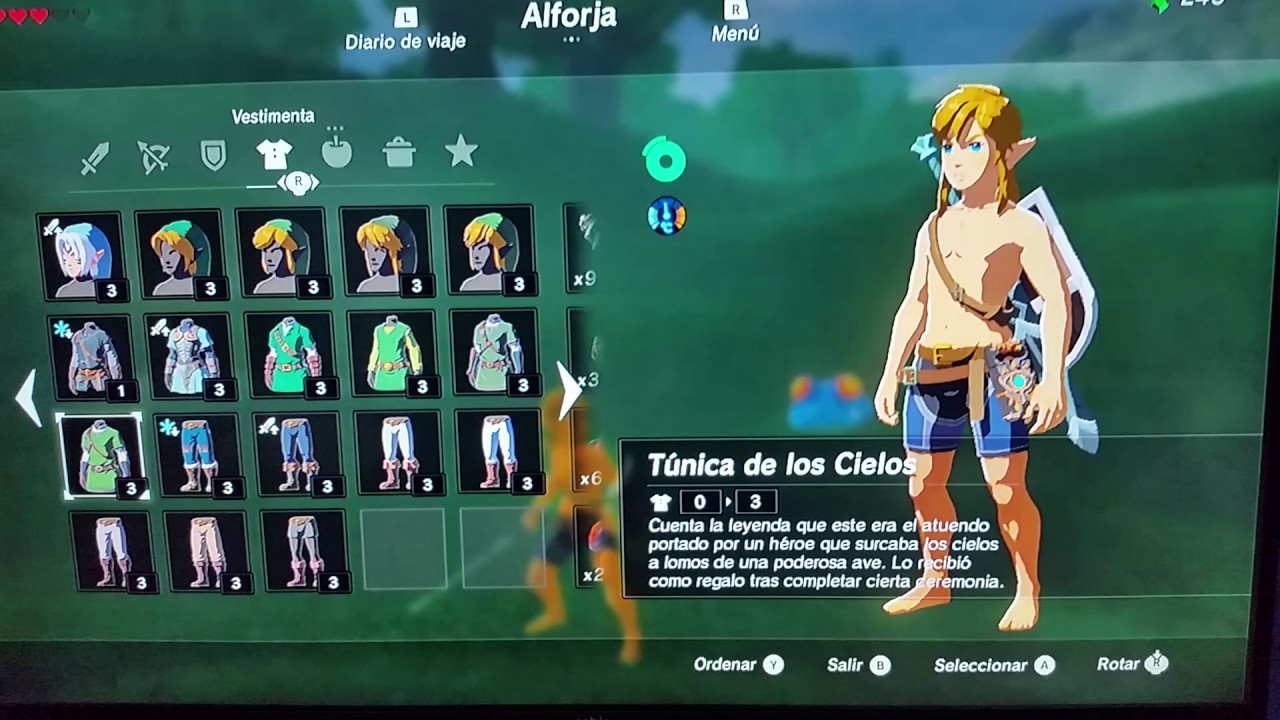 Zelda breath of the wild Green tunic (hero sky) YouTube