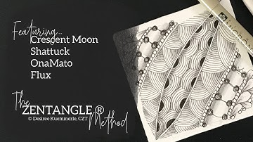 The ZENTANGLE® Method | Tile #4 | Square Tile with Crescent Moon | Beginners Tutorial | No Voice