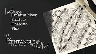 The ZENTANGLE® Method | Tile #4 | Square Tile with Crescent Moon | Beginners Tutorial | No Voice