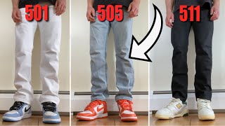 Levi's 501 vs 505 vs 511! On Body Comparison - YouTube