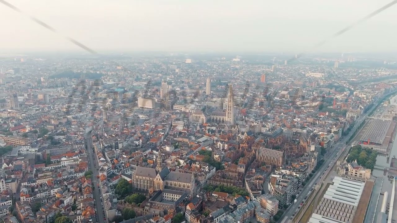 Antwerp, Belgium. Panorama overlooking the Cathedral of Our Lady (Antwerp). Historical center of Ant