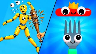 🌈 We 2×2 Player Games Ragdoll Break 🆚 Fork N Sausage - Help Me 2048 Gameplay part 24 #hungryballs screenshot 5