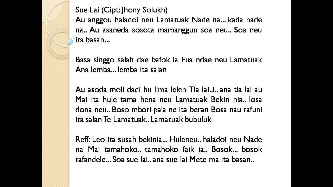 Lagu Sue Lai  (Cipt : Jhony Solukh) Vok : Masrul Gea Lagu Wajib Lomba VG Kaum Bapak Klasis Lobalain