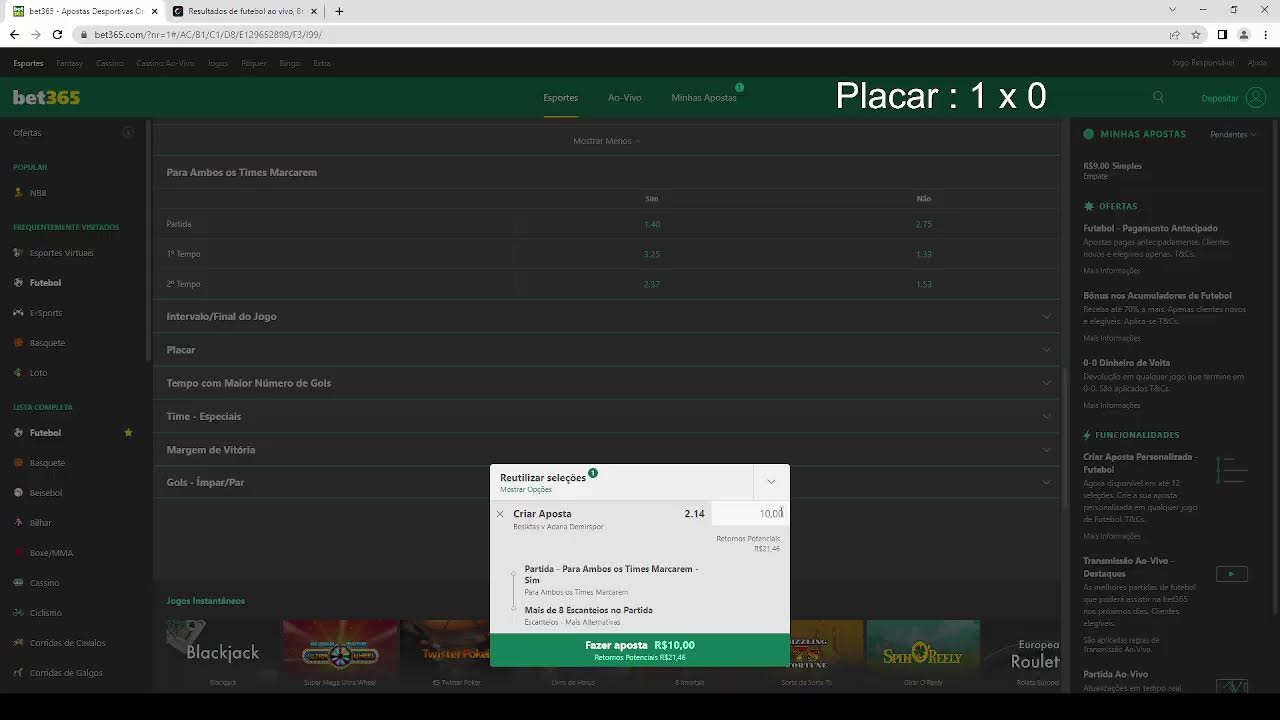 como apostar ambos marcam bet365