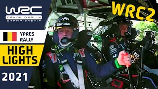 WRC2 Highlights Day 2 Renties Ypres Rally Belgium 2021 Co Driver Uses Handbrake!