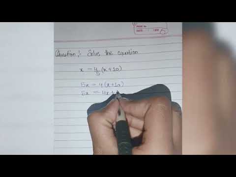 Video Solve the equation:  x=4/5(x+10) - youtube