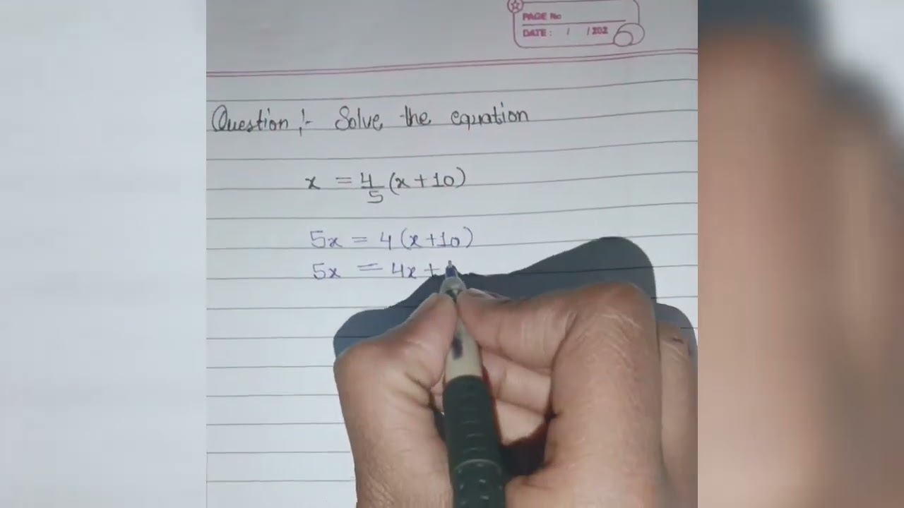 Solve the equation:  x=4/5(x+10)