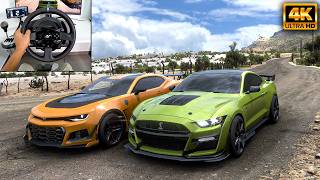 Ford Mustang Shelby GT500 & Chevy Camaro ZL1 1LE | Forza Horizon 5 | Thrustmaster T300 gameplay screenshot 5